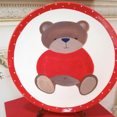 Piatto Portata Orso Dipinto A Mano